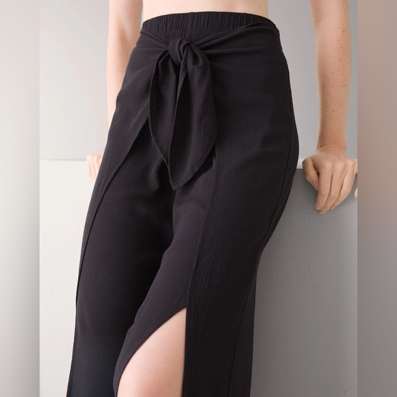 White House Black Market Tie-Front Wrap Beach/Swim Pants Black with Leg Slit Sm - Picture 6 of 15
